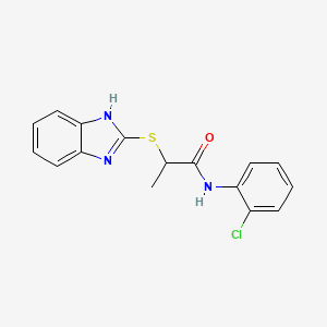 molecular formula C16H14ClN3OS B4793718 2-(1H-benzimidazol-2-ylthio)-N-(2-chlorophenyl)propanamide 