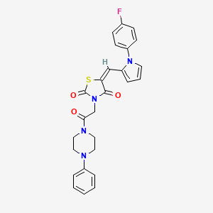 molecular formula C26H23FN4O3S B4793736 5-{[1-(4-fluorophenyl)-1H-pyrrol-2-yl]methylene}-3-[2-oxo-2-(4-phenyl-1-piperazinyl)ethyl]-1,3-thiazolidine-2,4-dione 