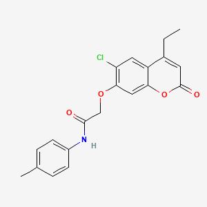 molecular formula C20H18ClNO4 B4793756 2-[(6-chloro-4-ethyl-2-oxo-2H-chromen-7-yl)oxy]-N-(4-methylphenyl)acetamide 