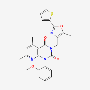 molecular formula C25H22N4O4S B4793774 1-(2-methoxyphenyl)-5,7-dimethyl-3-{[5-methyl-2-(2-thienyl)-1,3-oxazol-4-yl]methyl}pyrido[2,3-d]pyrimidine-2,4(1H,3H)-dione 