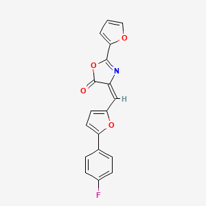 molecular formula C18H10FNO4 B4793799 4-{[5-(4-fluorophenyl)-2-furyl]methylene}-2-(2-furyl)-1,3-oxazol-5(4H)-one 