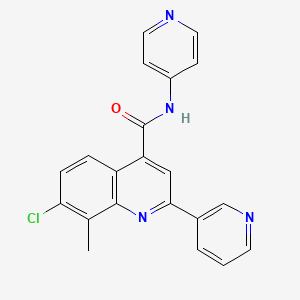 molecular formula C21H15ClN4O B4793802 7-chloro-8-methyl-2-(3-pyridinyl)-N-4-pyridinyl-4-quinolinecarboxamide 