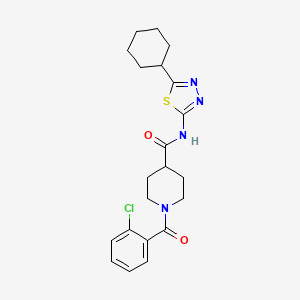 molecular formula C21H25ClN4O2S B4793819 1-(2-chlorobenzoyl)-N-(5-cyclohexyl-1,3,4-thiadiazol-2-yl)-4-piperidinecarboxamide 