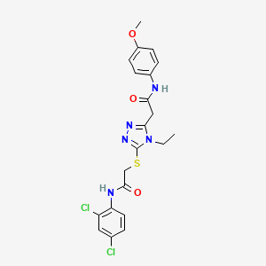 molecular formula C21H21Cl2N5O3S B4793828 2-[5-({2-[(2,4-dichlorophenyl)amino]-2-oxoethyl}thio)-4-ethyl-4H-1,2,4-triazol-3-yl]-N-(4-methoxyphenyl)acetamide 