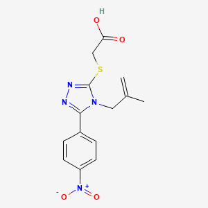 molecular formula C14H14N4O4S B4793985 {[4-(2-methyl-2-propen-1-yl)-5-(4-nitrophenyl)-4H-1,2,4-triazol-3-yl]thio}acetic acid 