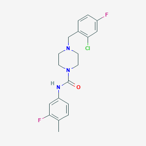 molecular formula C19H20ClF2N3O B4794000 4-(2-chloro-4-fluorobenzyl)-N-(3-fluoro-4-methylphenyl)-1-piperazinecarboxamide 