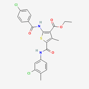 molecular formula C23H20Cl2N2O4S B4794020 ethyl 2-[(4-chlorobenzoyl)amino]-5-{[(3-chloro-4-methylphenyl)amino]carbonyl}-4-methyl-3-thiophenecarboxylate 