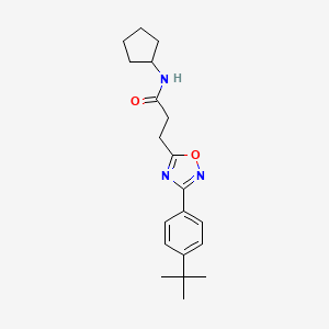molecular formula C20H27N3O2 B4794034 3-[3-(4-tert-butylphenyl)-1,2,4-oxadiazol-5-yl]-N-cyclopentylpropanamide 