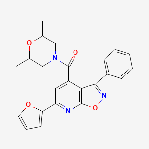 molecular formula C23H21N3O4 B4794042 4-[(2,6-dimethyl-4-morpholinyl)carbonyl]-6-(2-furyl)-3-phenylisoxazolo[5,4-b]pyridine 