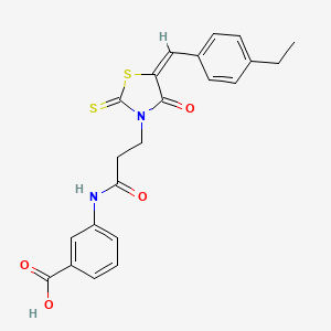 molecular formula C22H20N2O4S2 B4794054 3-({3-[5-(4-ethylbenzylidene)-4-oxo-2-thioxo-1,3-thiazolidin-3-yl]propanoyl}amino)benzoic acid 