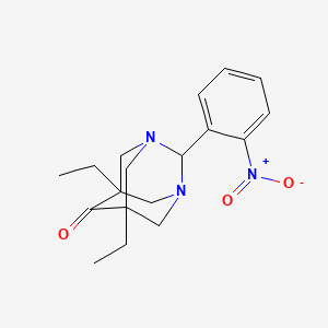 5,7-diethyl-2-(2-nitrophenyl)-1,3-diazatricyclo[3.3.1.1~3,7~]decan-6-one