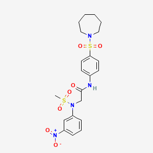 molecular formula C21H26N4O7S2 B4794106 N~1~-[4-(1-azepanylsulfonyl)phenyl]-N~2~-(methylsulfonyl)-N~2~-(3-nitrophenyl)glycinamide 