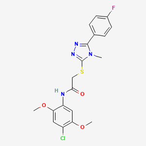 molecular formula C19H18ClFN4O3S B4794154 N-(4-chloro-2,5-dimethoxyphenyl)-2-{[5-(4-fluorophenyl)-4-methyl-4H-1,2,4-triazol-3-yl]thio}acetamide 