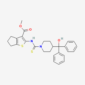 molecular formula C28H30N2O3S2 B4794163 methyl 2-[({4-[hydroxy(diphenyl)methyl]-1-piperidinyl}carbonothioyl)amino]-5,6-dihydro-4H-cyclopenta[b]thiophene-3-carboxylate 