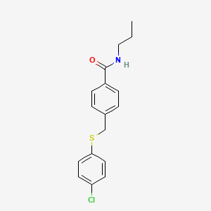 molecular formula C17H18ClNOS B4794201 4-{[(4-chlorophenyl)thio]methyl}-N-propylbenzamide 