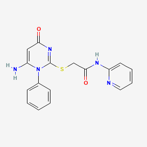 molecular formula C17H15N5O2S B4794214 2-[(6-amino-4-oxo-1-phenyl-1,4-dihydro-2-pyrimidinyl)thio]-N-2-pyridinylacetamide 