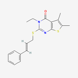molecular formula C19H20N2OS2 B4794237 3-ethyl-5,6-dimethyl-2-[(3-phenyl-2-propen-1-yl)thio]thieno[2,3-d]pyrimidin-4(3H)-one CAS No. 587005-30-9