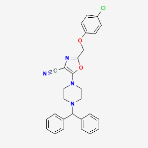 2-[(4-chlorophenoxy)methyl]-5-[4-(diphenylmethyl)-1-piperazinyl]-1,3-oxazole-4-carbonitrile