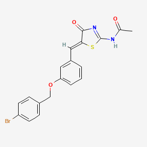 molecular formula C19H15BrN2O3S B4794252 N-(5-{3-[(4-bromobenzyl)oxy]benzylidene}-4-oxo-4,5-dihydro-1,3-thiazol-2-yl)acetamide 