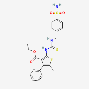 molecular formula C22H23N3O4S3 B4794257 ethyl 2-[({[4-(aminosulfonyl)benzyl]amino}carbonothioyl)amino]-5-methyl-4-phenyl-3-thiophenecarboxylate 