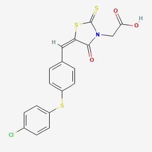 molecular formula C18H12ClNO3S3 B4794294 (5-{4-[(4-chlorophenyl)thio]benzylidene}-4-oxo-2-thioxo-1,3-thiazolidin-3-yl)acetic acid 