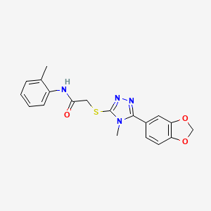 molecular formula C19H18N4O3S B4794307 2-{[5-(1,3-benzodioxol-5-yl)-4-methyl-4H-1,2,4-triazol-3-yl]thio}-N-(2-methylphenyl)acetamide 