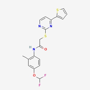 molecular formula C18H15F2N3O2S2 B4794337 N-[4-(difluoromethoxy)-2-methylphenyl]-2-{[4-(2-thienyl)-2-pyrimidinyl]thio}acetamide 