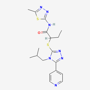 molecular formula C18H23N7OS2 B4794340 2-{[4-isobutyl-5-(4-pyridinyl)-4H-1,2,4-triazol-3-yl]thio}-N-(5-methyl-1,3,4-thiadiazol-2-yl)butanamide 