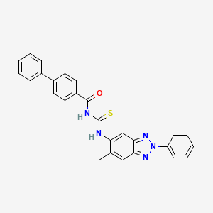 molecular formula C27H21N5OS B4794347 N-{[(6-methyl-2-phenyl-2H-1,2,3-benzotriazol-5-yl)amino]carbonothioyl}-4-biphenylcarboxamide 