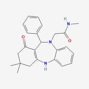 molecular formula C24H27N3O2 B4794409 2-(3,3-dimethyl-1-oxo-11-phenyl-1,2,3,4,5,11-hexahydro-10H-dibenzo[b,e][1,4]diazepin-10-yl)-N-methylacetamide 