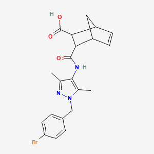 molecular formula C21H22BrN3O3 B4794421 3-({[1-(4-bromobenzyl)-3,5-dimethyl-1H-pyrazol-4-yl]amino}carbonyl)bicyclo[2.2.1]hept-5-ene-2-carboxylic acid 