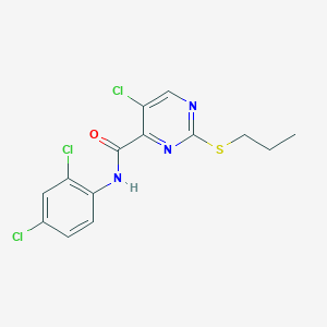 molecular formula C14H12Cl3N3OS B4794426 5-chloro-N-(2,4-dichlorophenyl)-2-(propylthio)-4-pyrimidinecarboxamide 