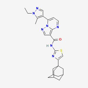molecular formula C26H29N7OS B4794475 N-[4-(1-adamantyl)-1,3-thiazol-2-yl]-7-(1-ethyl-5-methyl-1H-pyrazol-4-yl)pyrazolo[1,5-a]pyrimidine-3-carboxamide 