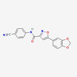 molecular formula C18H11N3O4 B4794487 5-(1,3-benzodioxol-5-yl)-N-(4-cyanophenyl)-3-isoxazolecarboxamide 