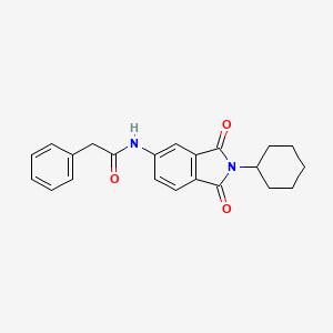 molecular formula C22H22N2O3 B4794520 N-(2-cyclohexyl-1,3-dioxo-2,3-dihydro-1H-isoindol-5-yl)-2-phenylacetamide 