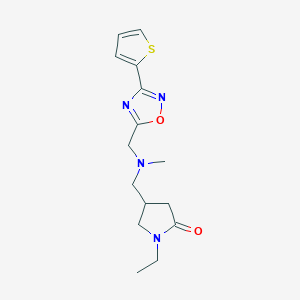 molecular formula C15H20N4O2S B4794525 1-ethyl-4-[(methyl{[3-(2-thienyl)-1,2,4-oxadiazol-5-yl]methyl}amino)methyl]-2-pyrrolidinone 