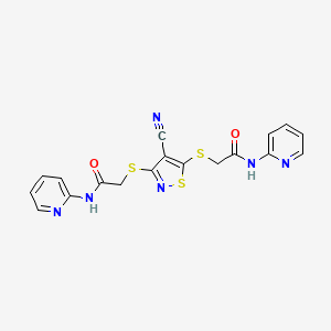 molecular formula C18H14N6O2S3 B4794546 2,2'-[(4-cyano-3,5-isothiazolediyl)bis(thio)]bis(N-2-pyridinylacetamide) CAS No. 328285-76-3