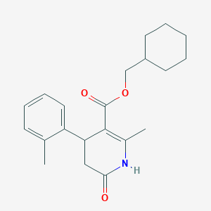 molecular formula C21H27NO3 B4794556 cyclohexylmethyl 2-methyl-4-(2-methylphenyl)-6-oxo-1,4,5,6-tetrahydro-3-pyridinecarboxylate 