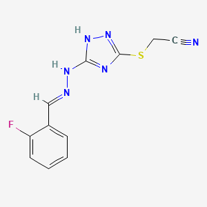 molecular formula C11H9FN6S B4794575 ({5-[2-(2-fluorobenzylidene)hydrazino]-4H-1,2,4-triazol-3-yl}thio)acetonitrile 