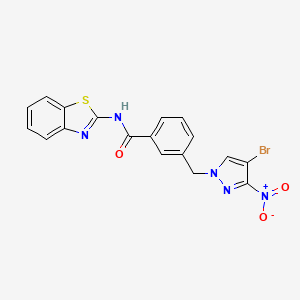 molecular formula C18H12BrN5O3S B4794631 N-1,3-benzothiazol-2-yl-3-[(4-bromo-3-nitro-1H-pyrazol-1-yl)methyl]benzamide 