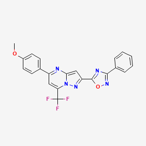molecular formula C22H14F3N5O2 B4794632 5-(4-methoxyphenyl)-2-(3-phenyl-1,2,4-oxadiazol-5-yl)-7-(trifluoromethyl)pyrazolo[1,5-a]pyrimidine 