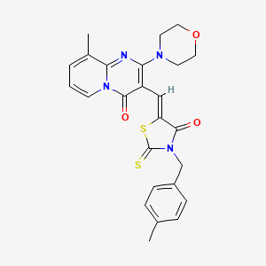 molecular formula C25H24N4O3S2 B4794633 9-methyl-3-{[3-(4-methylbenzyl)-4-oxo-2-thioxo-1,3-thiazolidin-5-ylidene]methyl}-2-(4-morpholinyl)-4H-pyrido[1,2-a]pyrimidin-4-one 