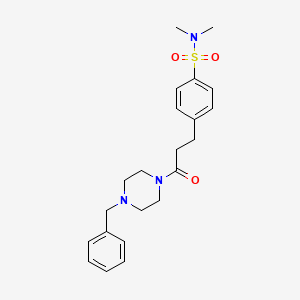 molecular formula C22H29N3O3S B4794673 4-[3-(4-benzyl-1-piperazinyl)-3-oxopropyl]-N,N-dimethylbenzenesulfonamide 