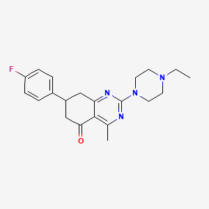 molecular formula C21H25FN4O B4794681 2-(4-ethyl-1-piperazinyl)-7-(4-fluorophenyl)-4-methyl-7,8-dihydro-5(6H)-quinazolinone 