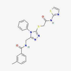 molecular formula C22H20N6O2S2 B4794704 3-methyl-N-[(5-{[2-oxo-2-(1,3-thiazol-2-ylamino)ethyl]thio}-4-phenyl-4H-1,2,4-triazol-3-yl)methyl]benzamide 