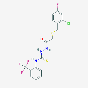 molecular formula C17H14ClF4N3OS2 B4794709 2-{[(2-chloro-4-fluorobenzyl)thio]acetyl}-N-[2-(trifluoromethyl)phenyl]hydrazinecarbothioamide 