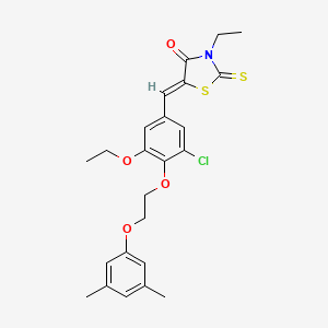molecular formula C24H26ClNO4S2 B4794725 5-{3-chloro-4-[2-(3,5-dimethylphenoxy)ethoxy]-5-ethoxybenzylidene}-3-ethyl-2-thioxo-1,3-thiazolidin-4-one 
