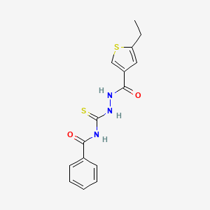 molecular formula C15H15N3O2S2 B4794737 N-({2-[(5-ethyl-3-thienyl)carbonyl]hydrazino}carbonothioyl)benzamide 