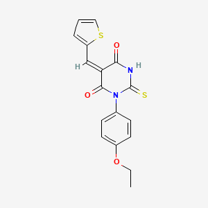 molecular formula C17H14N2O3S2 B4794760 1-(4-ethoxyphenyl)-5-(2-thienylmethylene)-2-thioxodihydro-4,6(1H,5H)-pyrimidinedione 