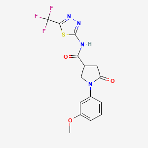 molecular formula C15H13F3N4O3S B4794763 1-(3-methoxyphenyl)-5-oxo-N-[5-(trifluoromethyl)-1,3,4-thiadiazol-2-yl]-3-pyrrolidinecarboxamide 